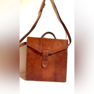 Handmade unisex Elegant Brown Leather Men's  crossbody Bag